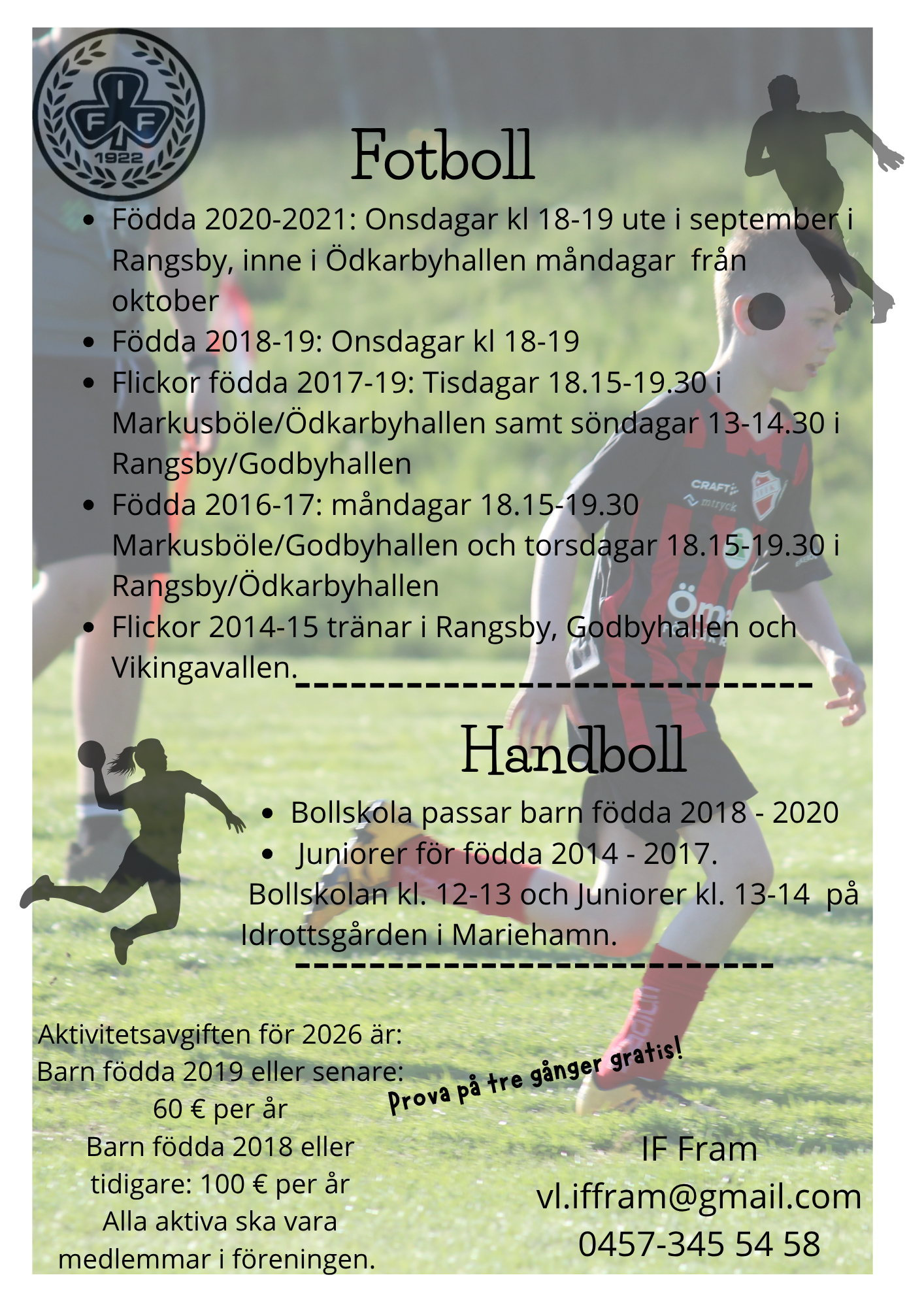 IFF fotboll och handboll under hösten 2026